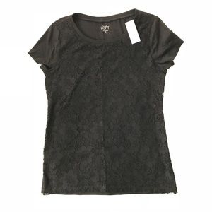 Ann Taylor LOFT Black Lace T-shirt